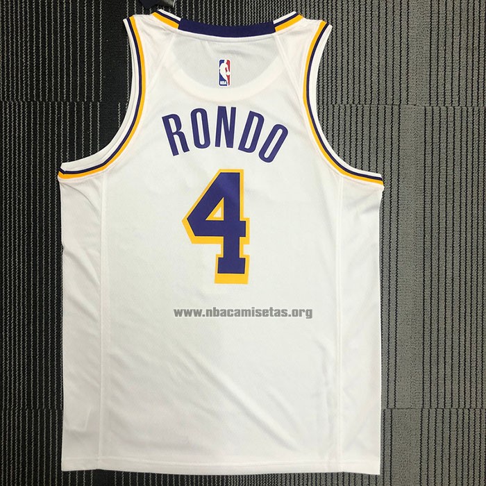 Camiseta Los Angeles Lakers Rajon Rondo NO 4 Association 2021-22 Blanco